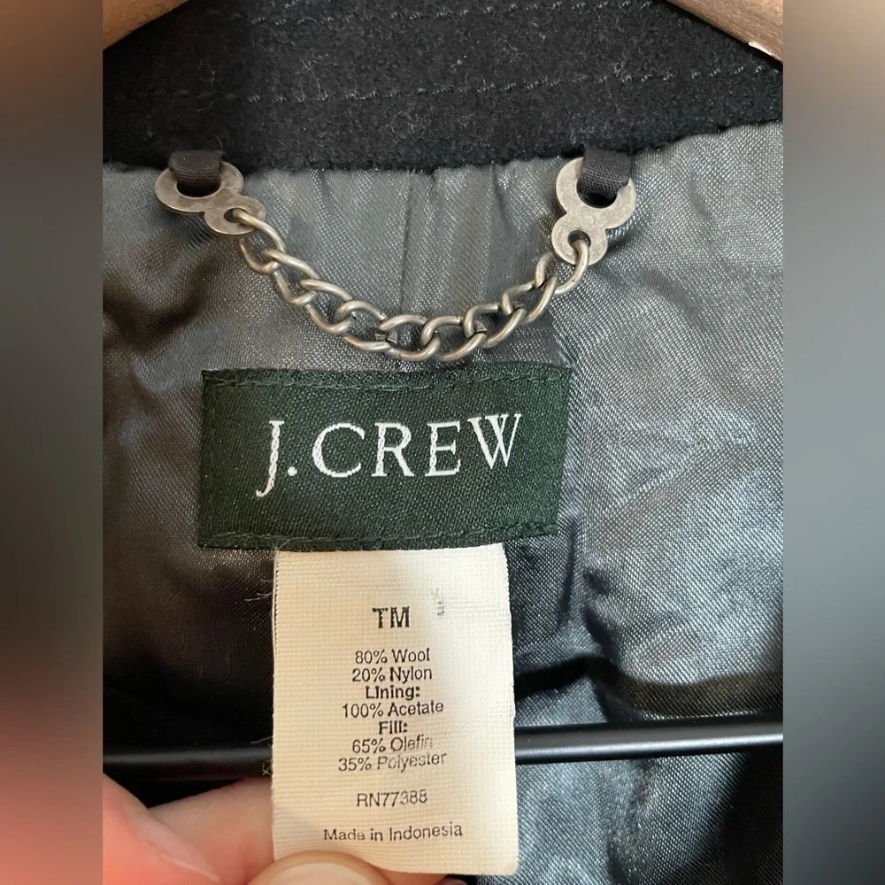 J Crew Women's Black Double Breasted Wool Pea Coat Size Medium Tall Style #66920 - Picture 3 of 9